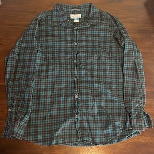 Columbia teal and black plaid shirt. Mens XL.